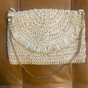 J Crew Factory woven clutch with chain